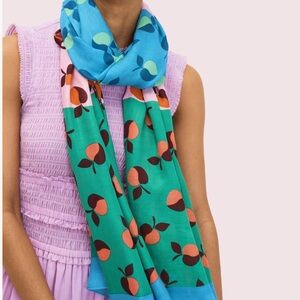 Kate Spade Color Block Apples Oblong Scarf